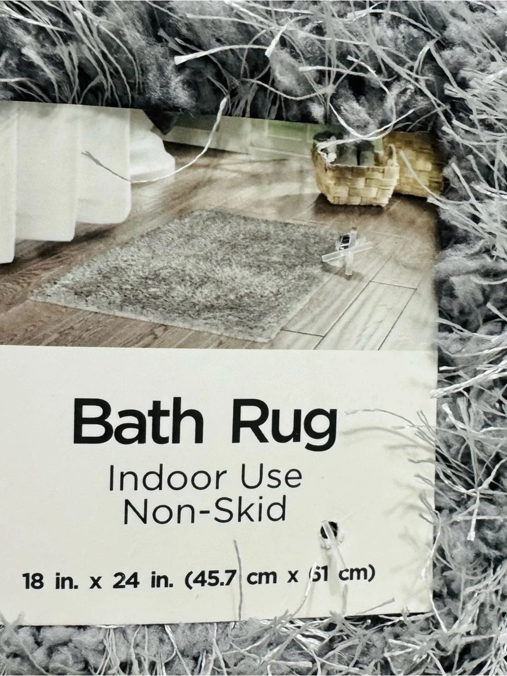 Nedia Home Shag Bath Rugs Non-Skid Microfiber Light Gray Set of Two 18 x 24 NWT